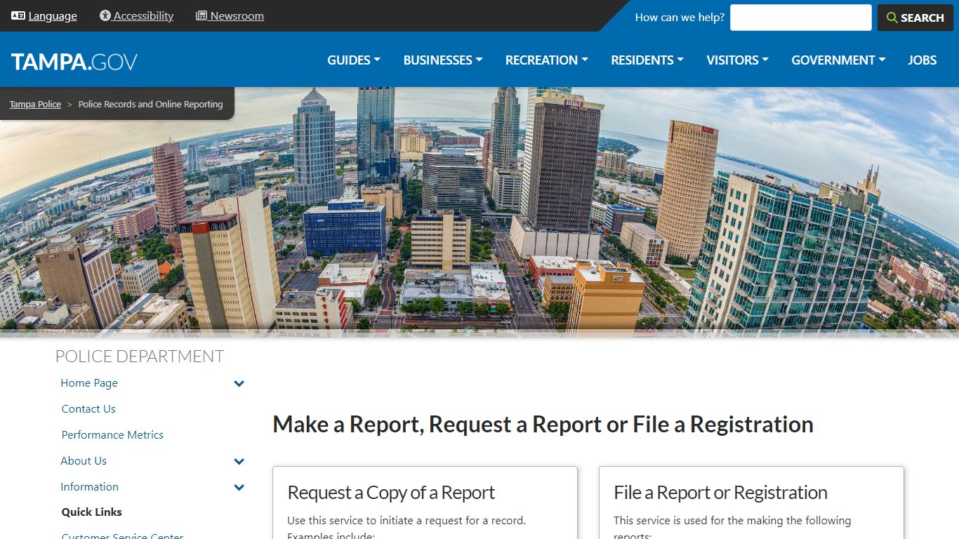 Police Records and Online Reporting | City of Tampa