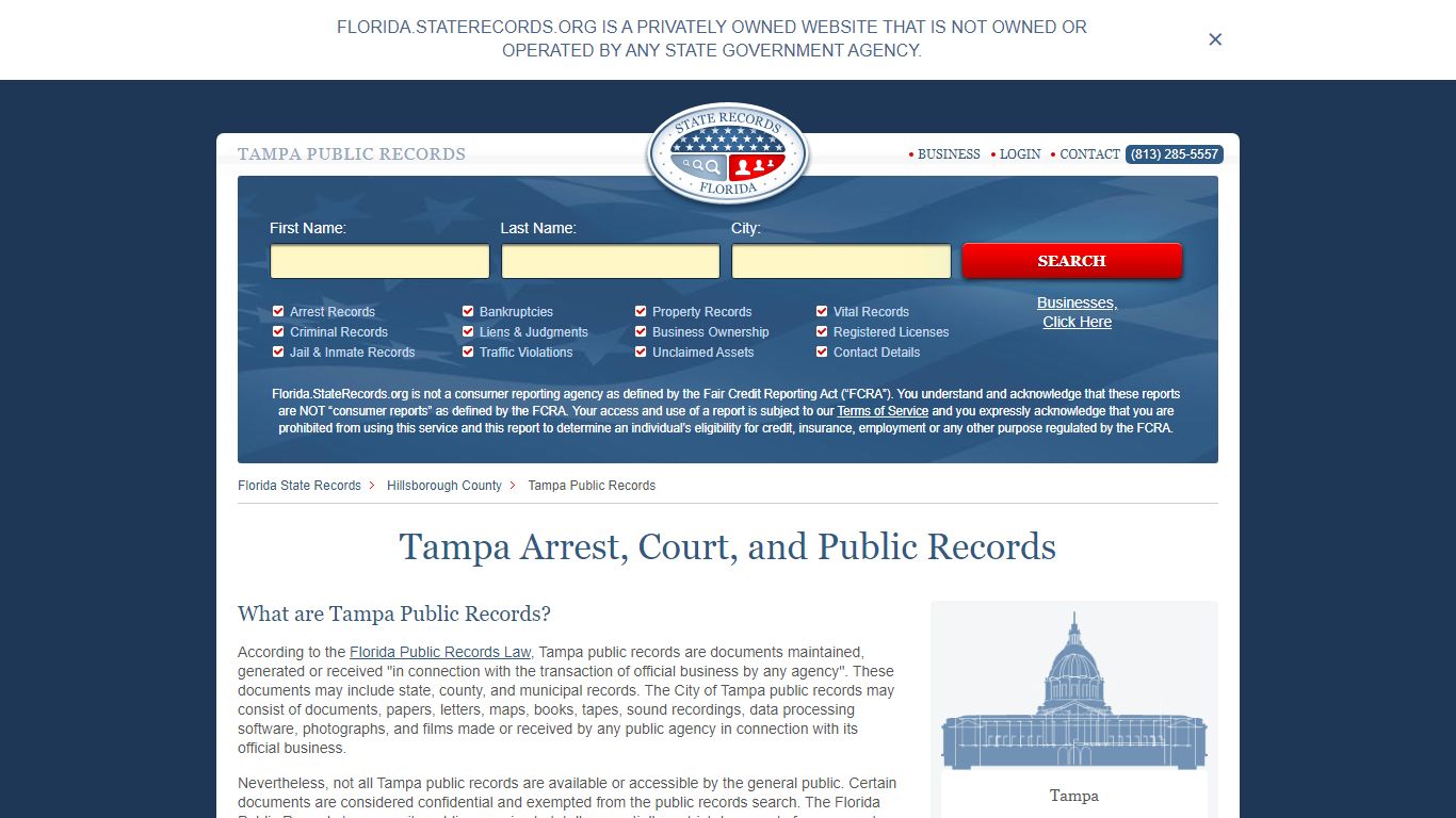 Tampa Arrest and Public Records | Florida.StateRecords.org