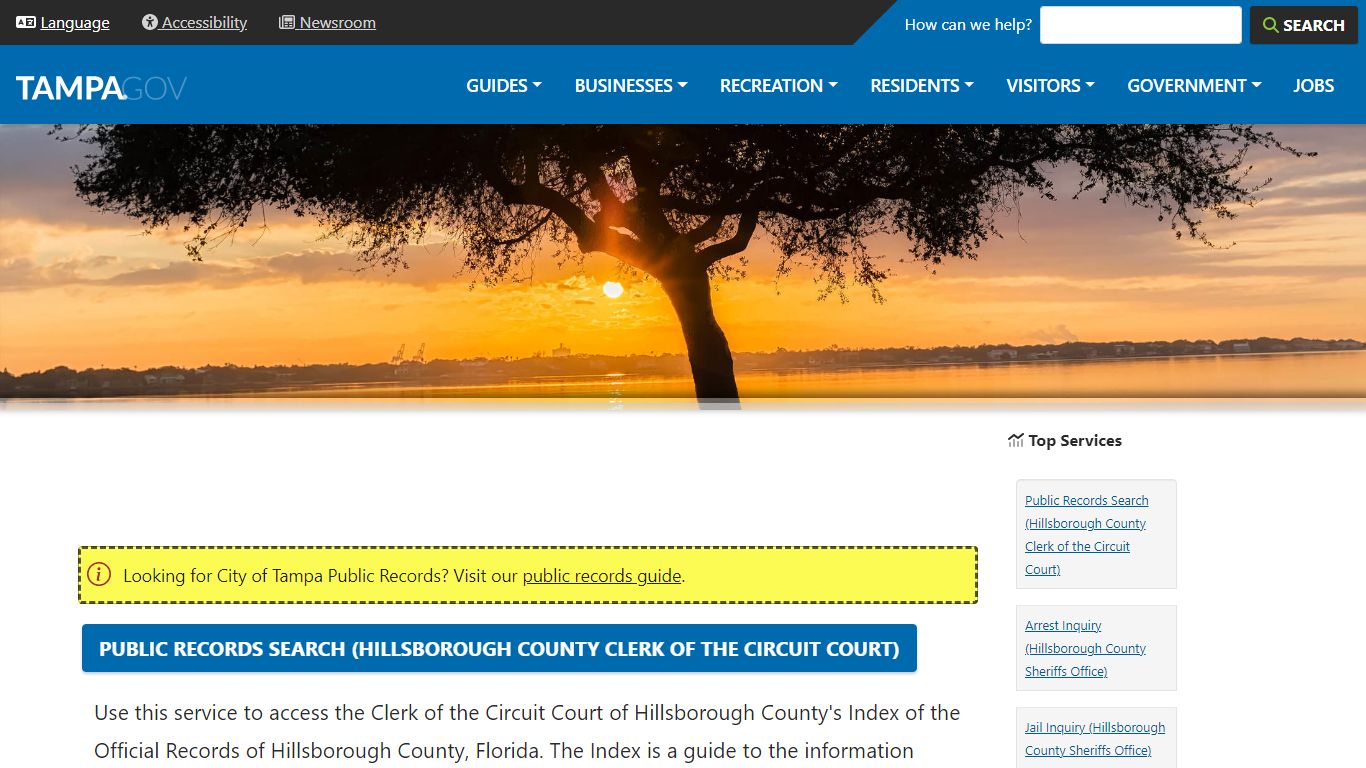 Public Records Search (Hillsborough County Clerk of the ... - City of Tampa