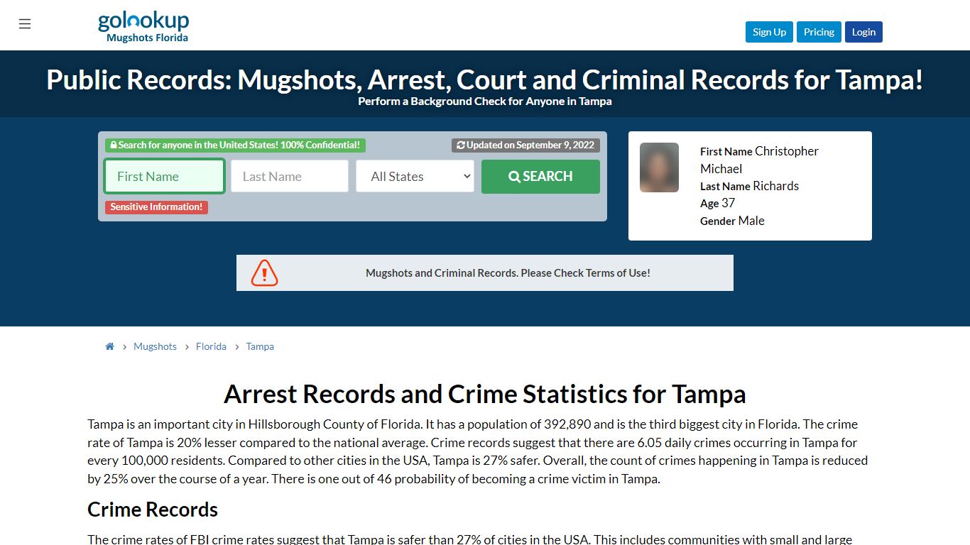 Mugshots Tampa, Arrest Records Tampa - GoLookUp